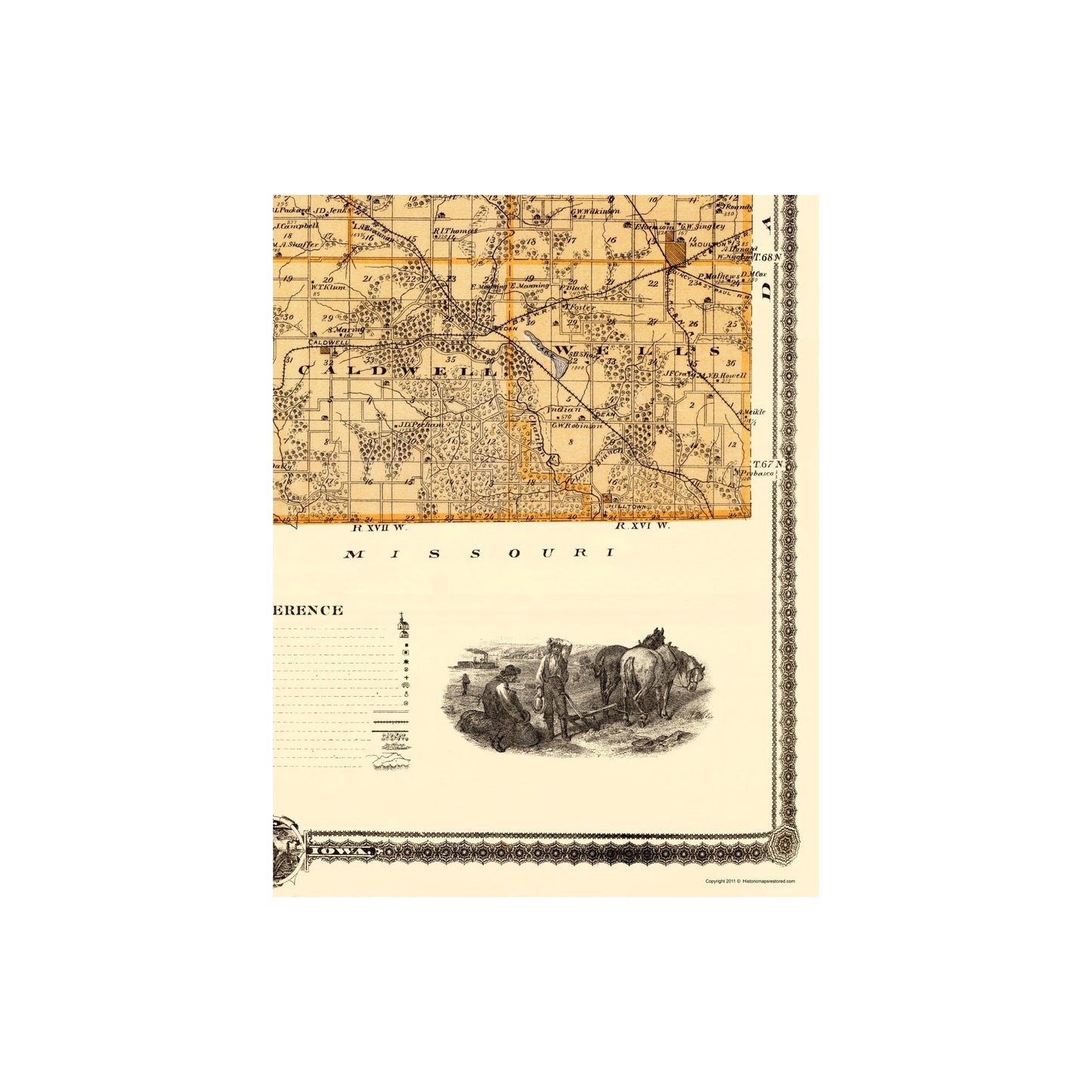 Historic County Map - Appanoose County Iowa - Andreas 1875 - 23 x 29.5 ...