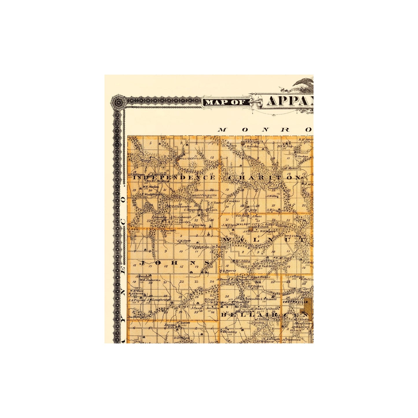 Historic County Map - Appanoose County Iowa - Andreas 1875 - 23 x 29.5 ...