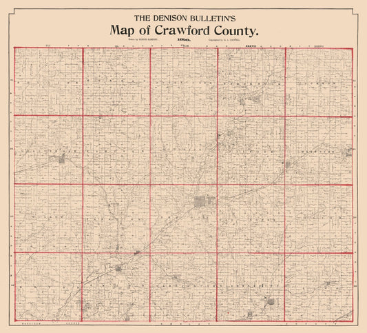 Historic County Map - Crawford County Iowa - McHenry 1898 - 25.37 x 23 - Vintage Wall Art
