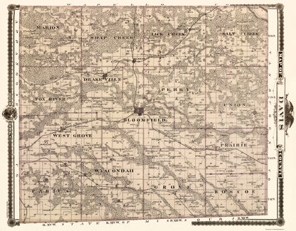 Historic County Map - Davis County Iowa - Andreas 1875 - 23 x 29.48 - Vintage Wall Art