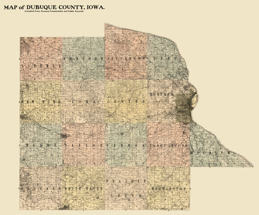 Historic County Map - Dubuque County Iowa -  Hixson 1900 - 27.69 x 23 - Vintage Wall Art