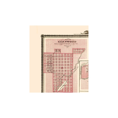 Historic City Map - Glenwood Denison Hastings Iowa - Andreas 1874 - 23 x 26.16 - Vintage Wall Art