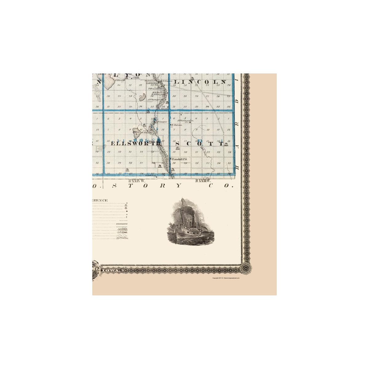 Hamilton Iowa Historic County Map - Hamilton County Iowa - Andreas 1874 - 23 x 27.67 ...