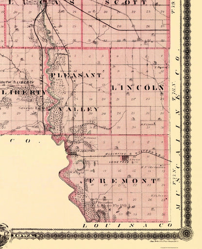 Historic County Map - Johnson County Iowa - Andreas 1874 - 23 x 28.44 - Vintage Wall Art