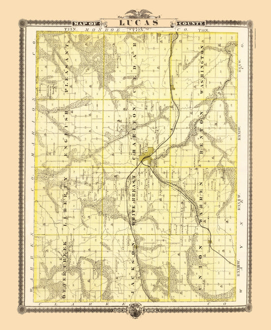 Historic County Map - Lucas County Iowa - Andreas 1874 - 23 x 28.01 - Vintage Wall Art
