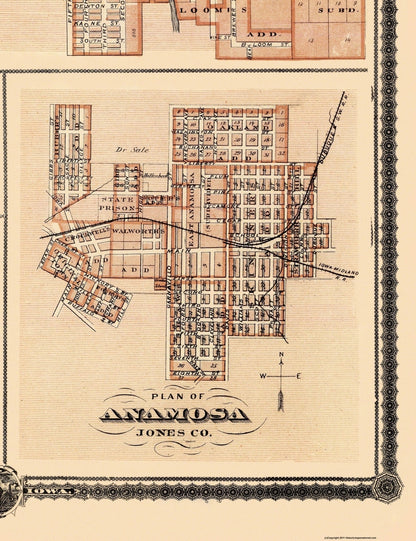 Historic City Map - Monticello Mount Ayre Anamosa Iowa - Shober 1875 - 23 x 27.69 - Vintage Wall Art