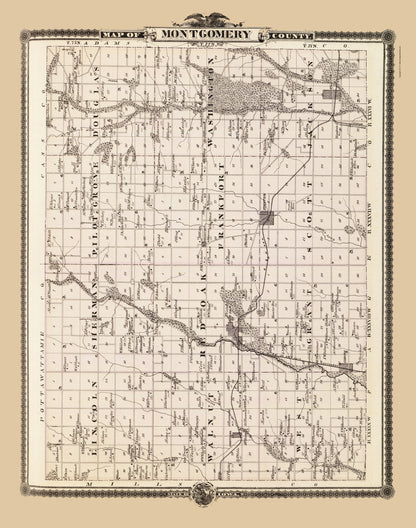 Historic County Map - Montgomery County Iowa - Andreas 1875 - 23 x 29.17 - Vintage Wall Art