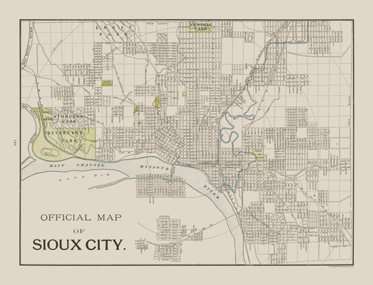 Historic City Map - Sioux City Iowa - Cram 1892 - 30.05 x 23 - Vintage Wall Art