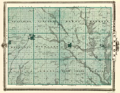 Historic County Map - Union County Iowa - Andreas 1874 - 23 x 29.69 - Vintage Wall Art