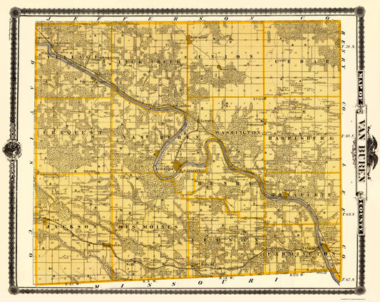 Historic County Map - Van Buren County Iowa - Andreas 1875 - 23 x 28.94 - Vintage Wall Art