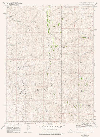 Topographical Map - Boundary Ridge Idaho Quad - USGS 1970 - 23 x 31.34 - Vintage Wall Art