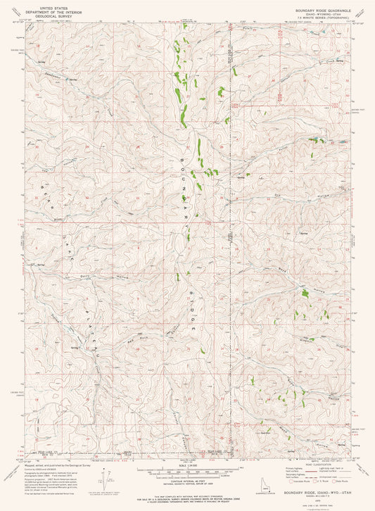 Topographical Map - Boundary Ridge Idaho Quad - USGS 1970 - 23 x 31.34 - Vintage Wall Art