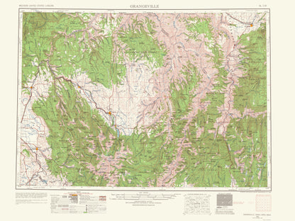 Topographical Map - Grangeville Idaho Washington Oregon Quad - USGS 1964 - 23 x 30.63 - Vintage Wall Art