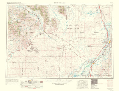 Topographical Map - Idaho Falls Idaho Quad - USGS 1963 - 23 x 30.13 - Vintage Wall Art