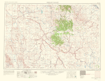 Topographical Map - Jordan Valley Idaho Oregon Quad - USGS 1963 - 23 x 30.01 - Vintage Wall Art