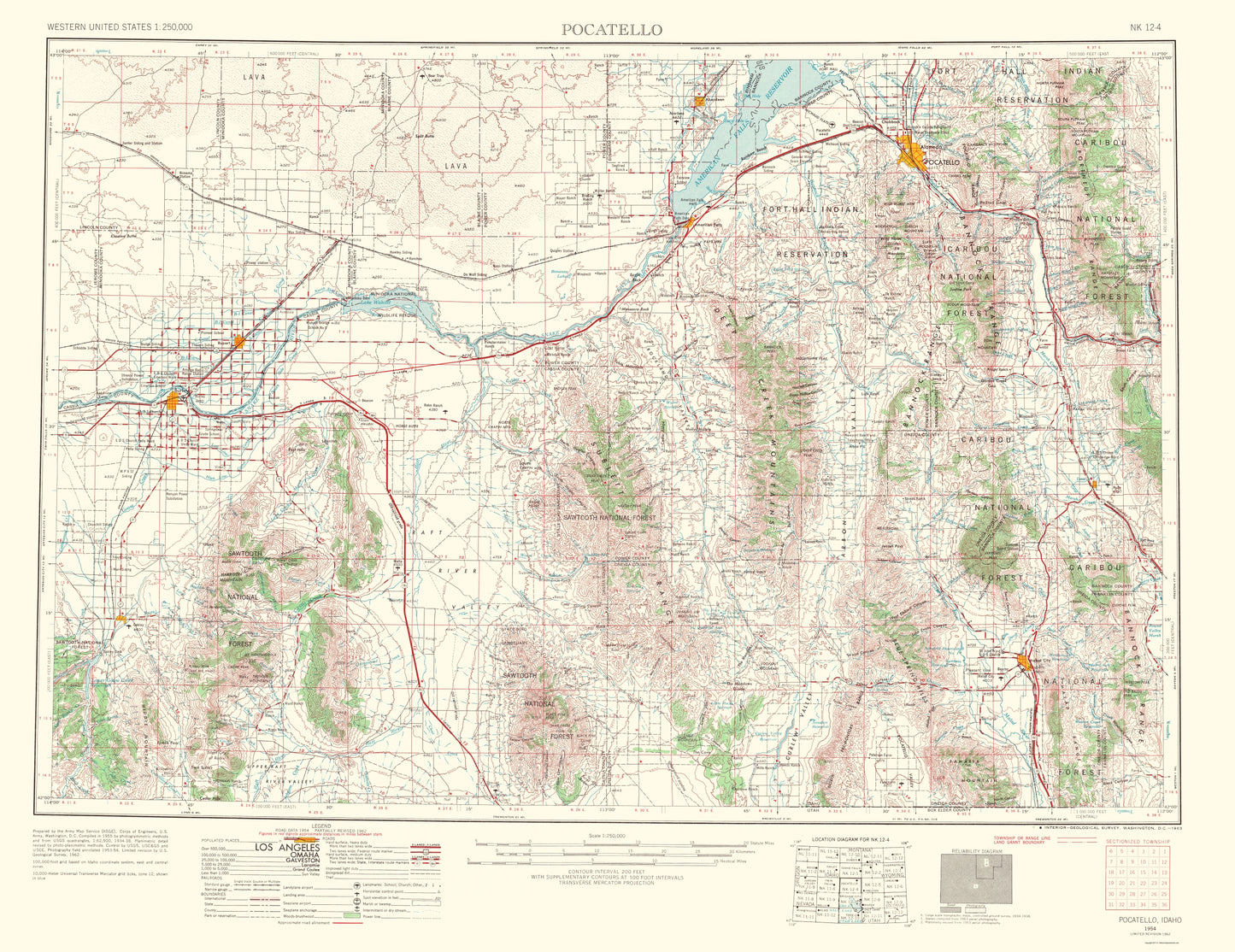 Topographical Map - Pocatello Idaho Quad - USGS 1963 - 23 x 29.83 - Vintage Wall Art