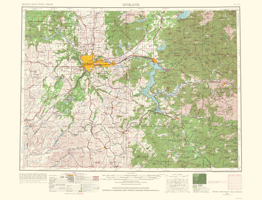 Topographical Map - Spokane Washington Idaho Montana Quad - USGS 1965 - 23 x 30.02 - Vintage Wall Art