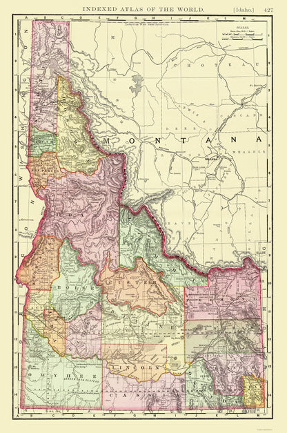 Historic State Map - Idaho - Rand McNally 1897 - 23 x 34.66 - Vintage Wall Art