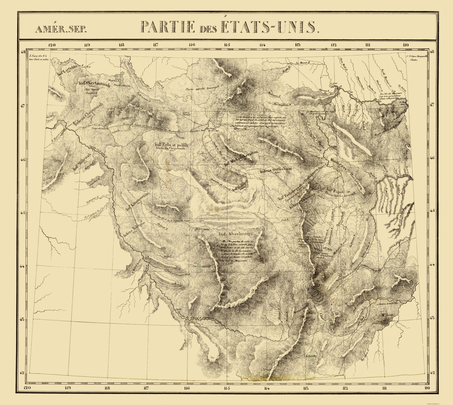 Historic State Map - Idaho Montana Wyoming - Vandermaelen 1827 - 23 x 25.76 - Vintage Wall Art