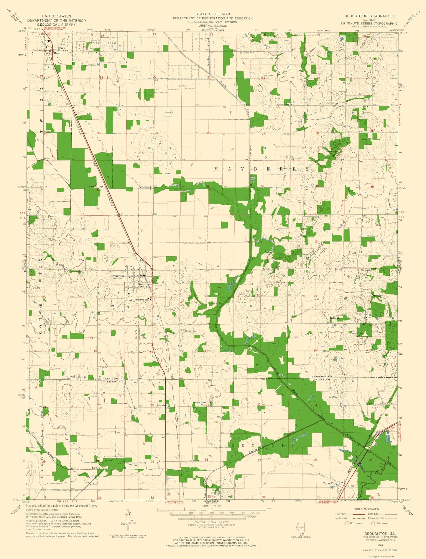 Topographical Map - Broughton Illinois Quad - USGS 1963 - 23 x 30.12 - Vintage Wall Art