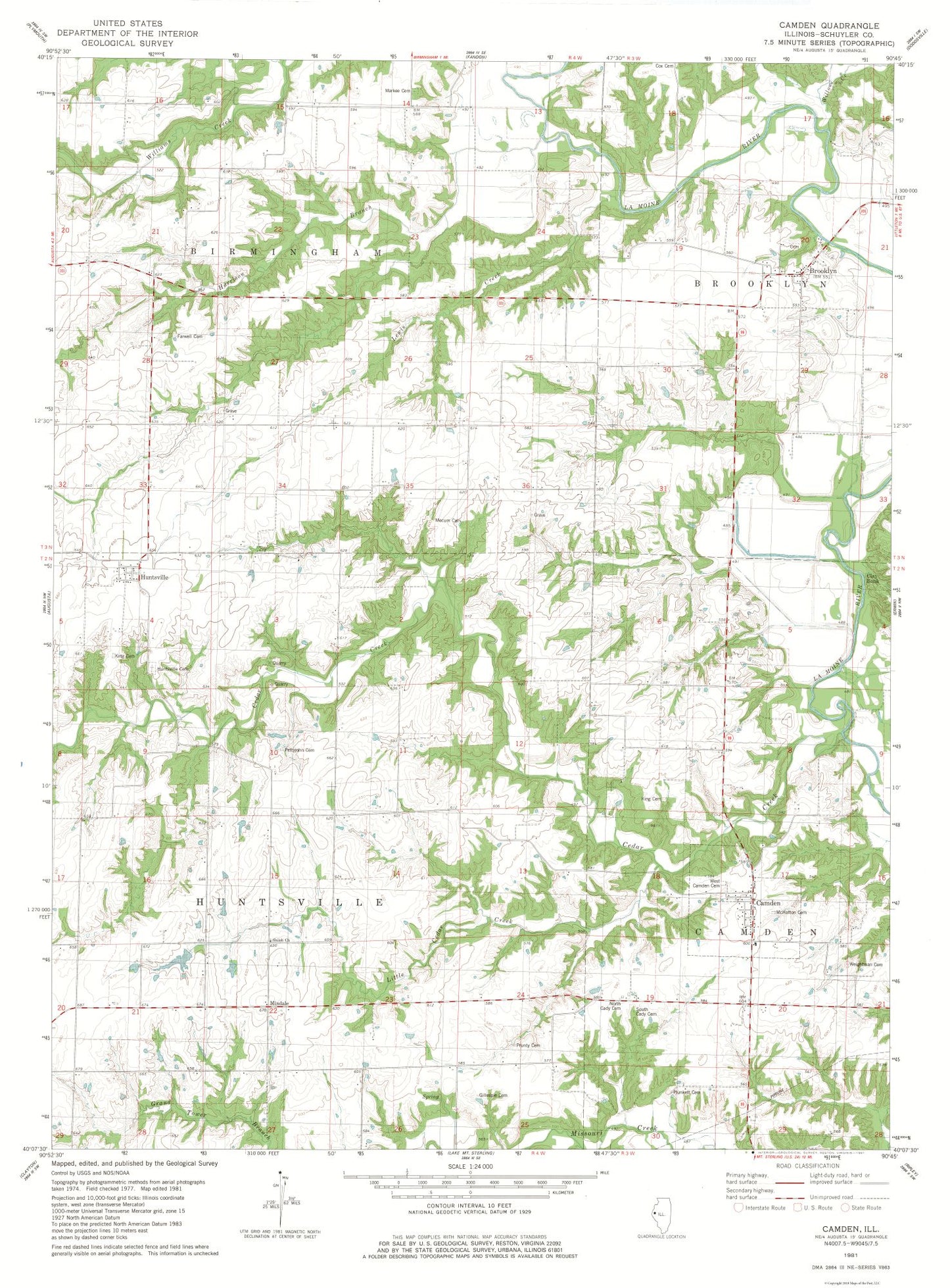 Topographical Map - Camden Illinois Quad - USGS 1981 - 23 x 31.17 - Vintage Wall Art