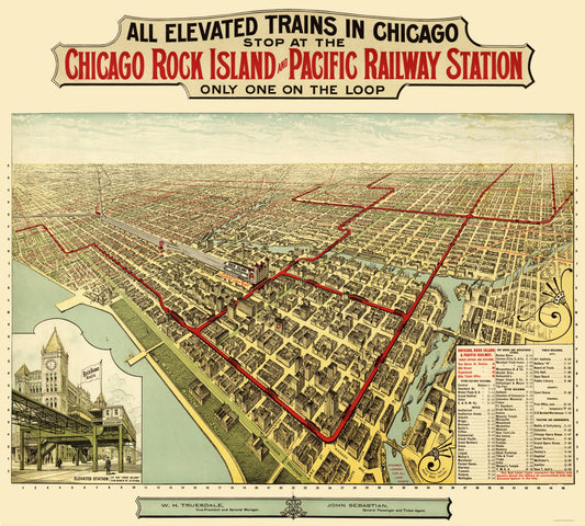 Historic Panoramic View - Chicago Rock Island Pacific Railway Illinois - Poole 1897 - 23 x 25 - Vintage Wall Art