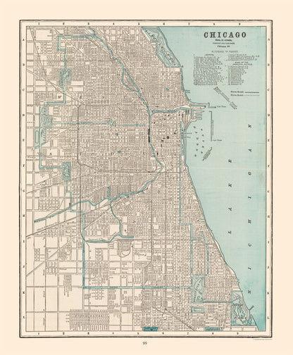 Historic City Map - Chicago  Illinois - Cram 1892 - 23 x 27.85 - Vintage Wall Art