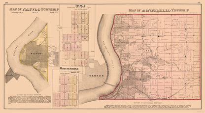 Historic City Map - Nauvoo Tioga Breckenridge Montebello Illinois - Andreas 1874 - 41.66 x 23 - Vintage Wall Art