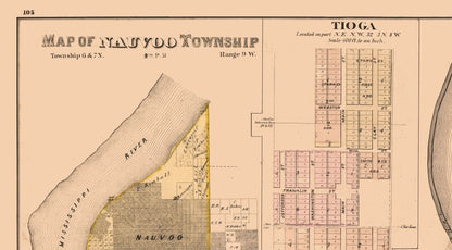 Historic City Map - Nauvoo Tioga Breckenridge Montebello Illinois - Andreas 1874 - 41.66 x 23 - Vintage Wall Art