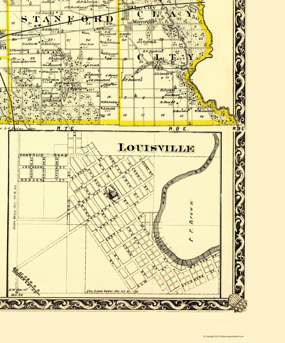 Historic County Map - Clay County Illinois - Warner 1870 - 23 x 27.66 ...