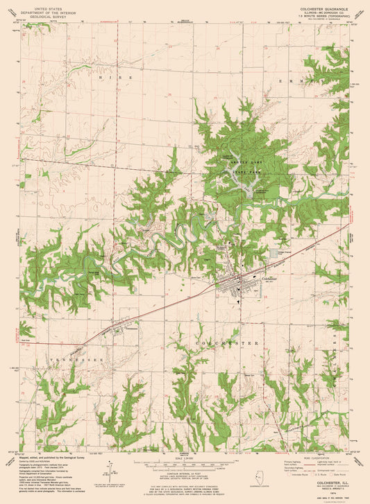 Topographical Map - Colchester Illinois Quad - USGS 1974 - 23 x 31.36 - Vintage Wall Art