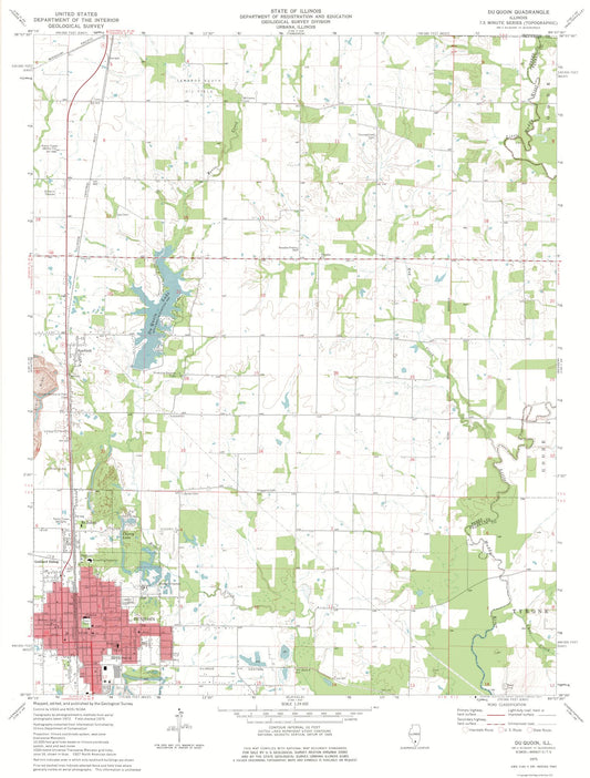 Topographical Map - Du Quion Illinois Quad - USGS 1975 - 23 x 30.30 - Vintage Wall Art