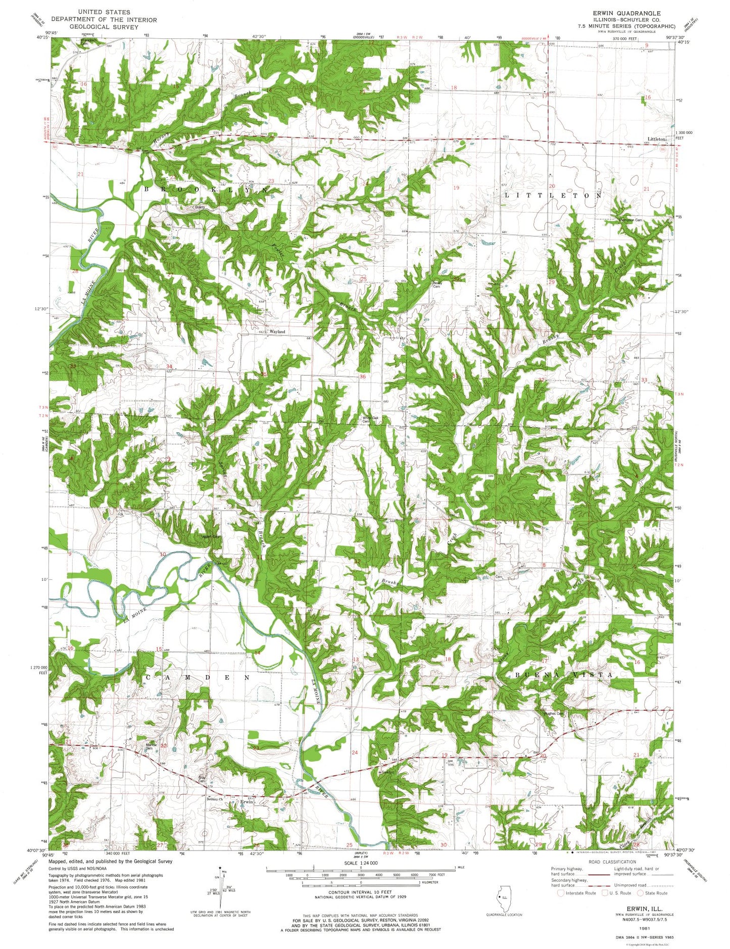 Topographical Map - Erwin Illinois Quad - USGS 1981 - 23 x 29.91 - Vintage Wall Art