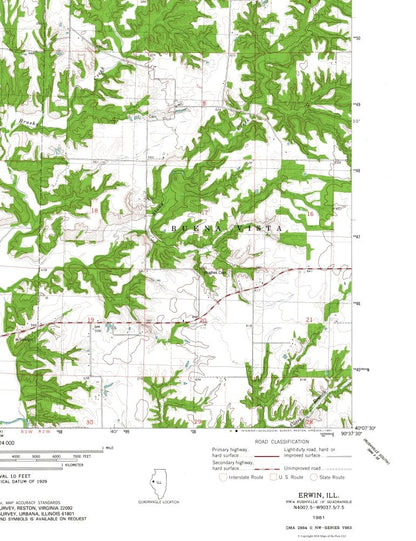 Topographical Map - Erwin Illinois Quad - USGS 1981 - 23 x 29.91 - Vintage Wall Art