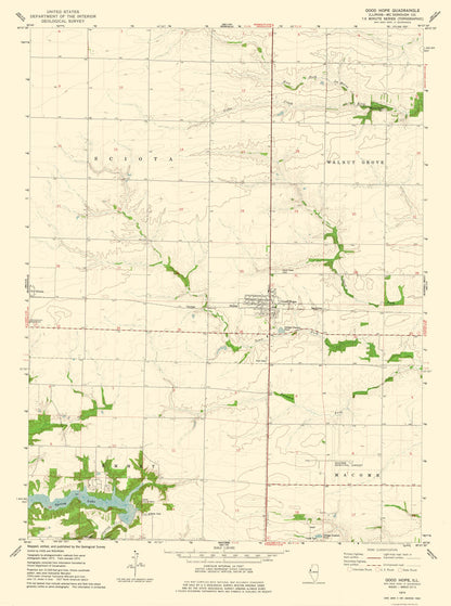 Topographical Map - Good Hope Illinois Quad - USGS 1974 - 23 x 30.89 - Vintage Wall Art