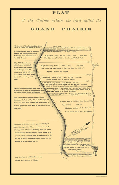 Historic State Map - Grand Prairie Tract Illinoi Claimss - USPO 1860 - 23 x 35.59 - Vintage Wall Art