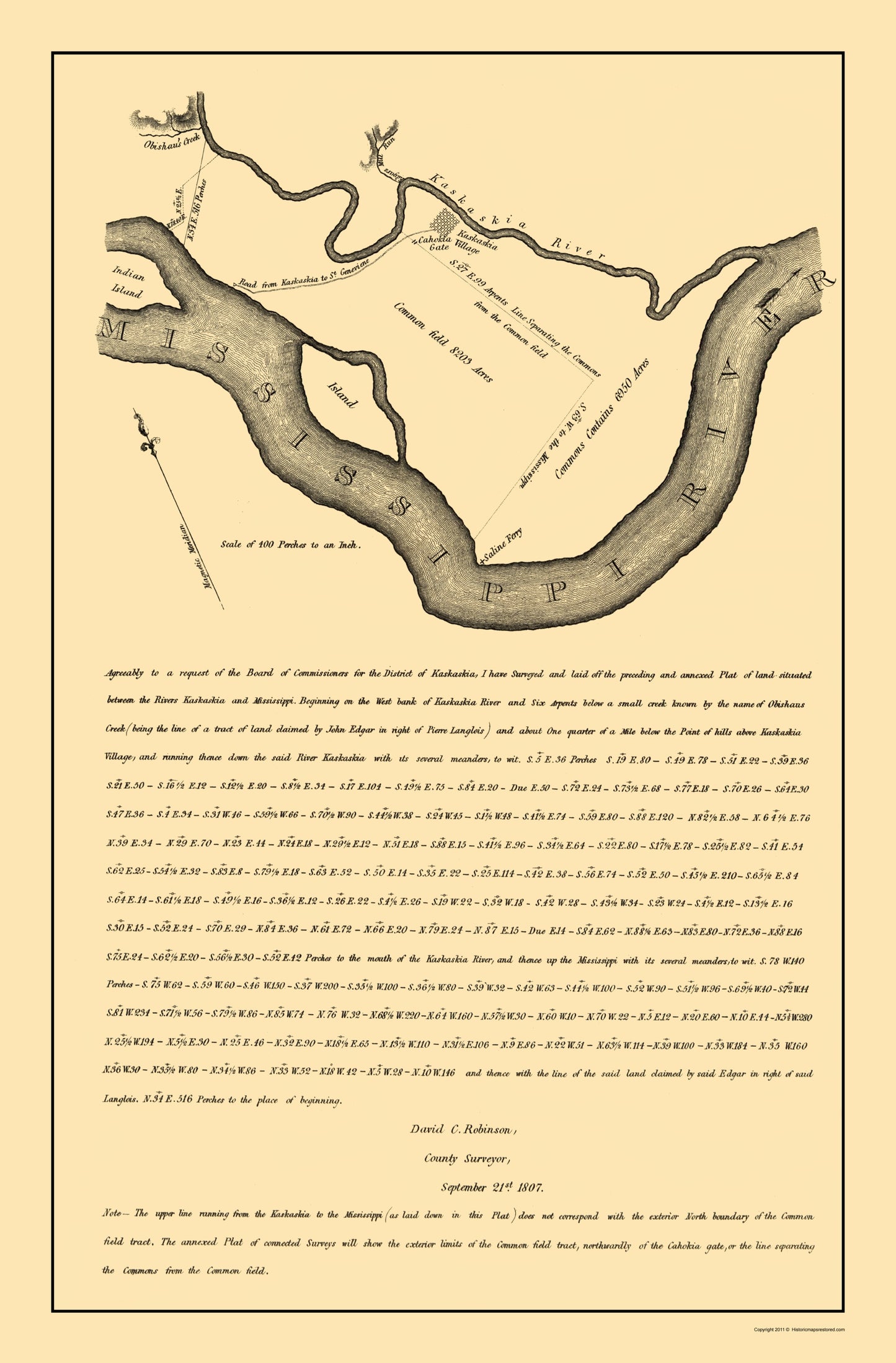 Historic Nautical Map - Kaskaskia Mississippi River Illinois 1807 - 23 x 34 - Vintage Wall Art