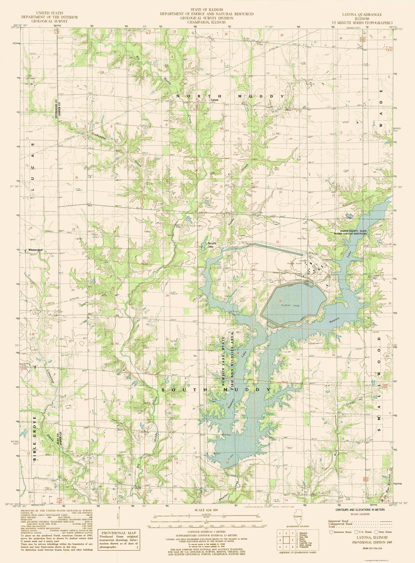 Topographical Map - Latona Illinois Quad - USGS 1985 - 23 x 31.22 - Vintage Wall Art