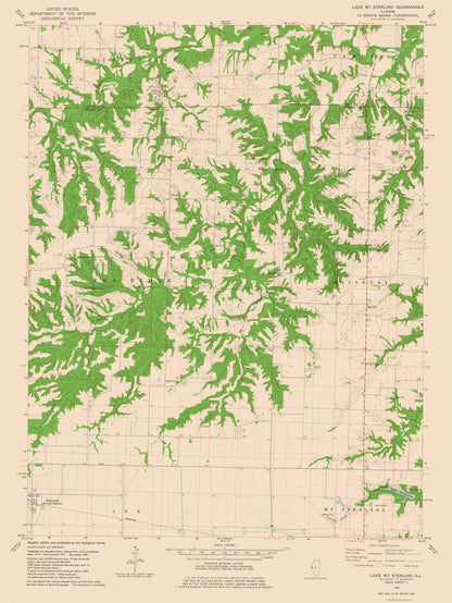 Topographical Map - Lake Mt Sterling Illinois Quad - USGS 1981 - 23 x 30.64 - Vintage Wall Art