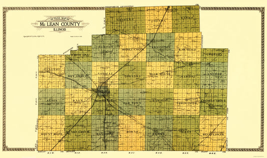 Historic County Map - Mclean County Illinois - Ogle 1914 - 23 x 38.83 - Vintage Wall Art