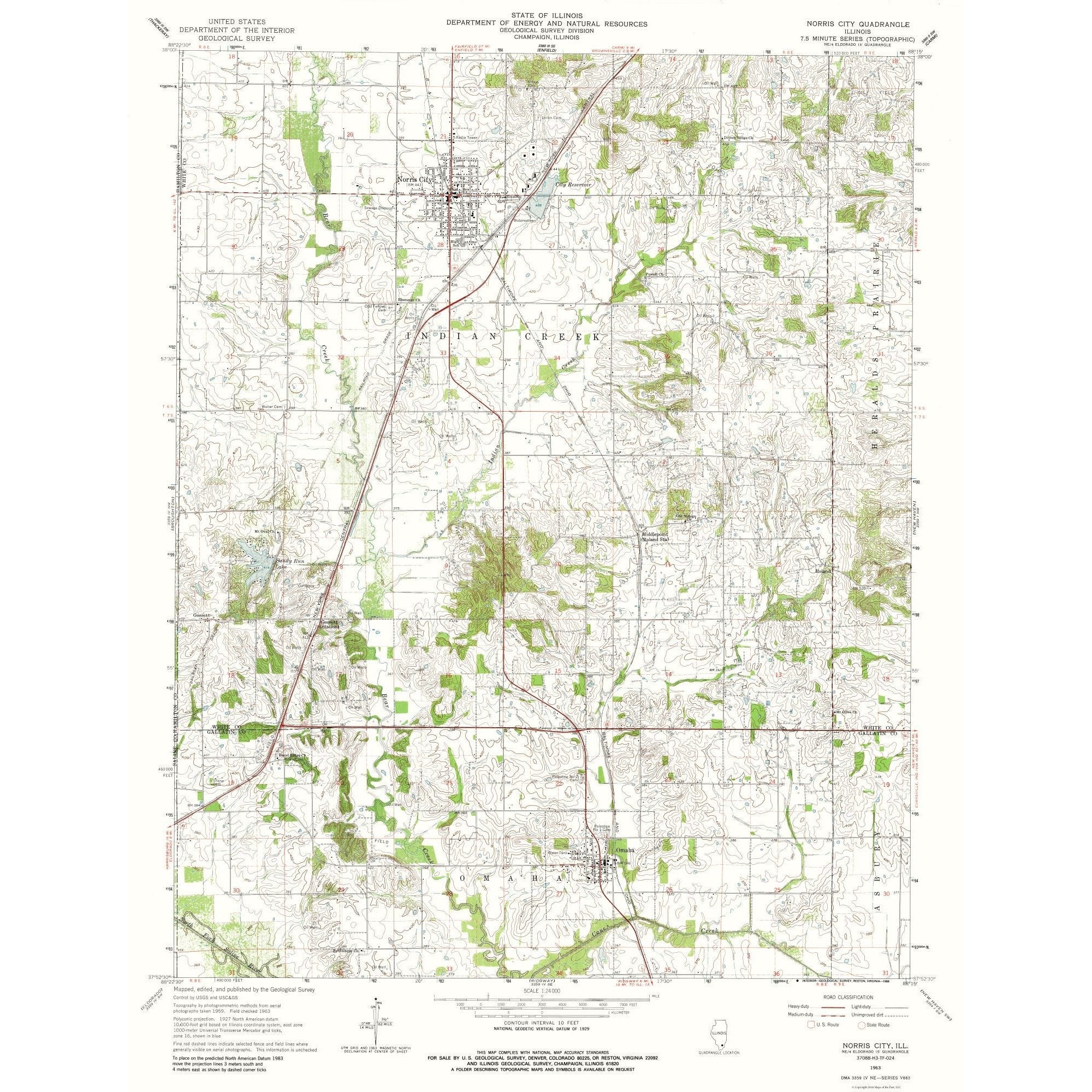 Norris Point Map Topographical Map - Norris City Illinois Quad - USGS 1963 - 23 x 30.04 ...