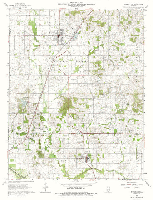 Topographical Map - Norris City Illinois Quad - USGS 1963 - 23 x 30.04 - Vintage Wall Art