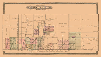 Historic City Map - Paris Northern Illinois - Ogle 1910 - 40.56 x 23 - Vintage Wall Art