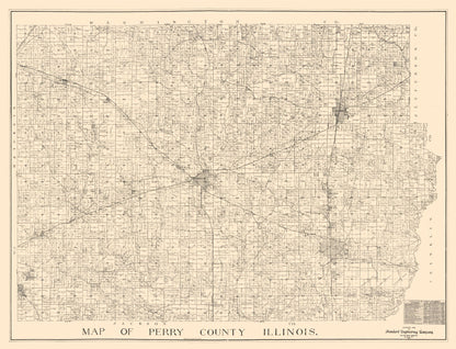 Historic County Map - Perry County Illinois - Standard Engineering 1908 - 30.12 x 23 - Vintage Wall Art