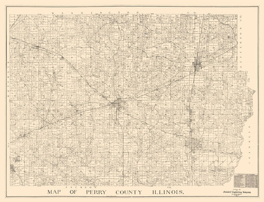 Historic County Map - Perry County Illinois - Standard Engineering 1908 - 30.12 x 23 - Vintage Wall Art