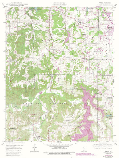 Topographical Map - Pomona Illinois Quad - USGS 1948 - 23 x 30.65 - Vintage Wall Art