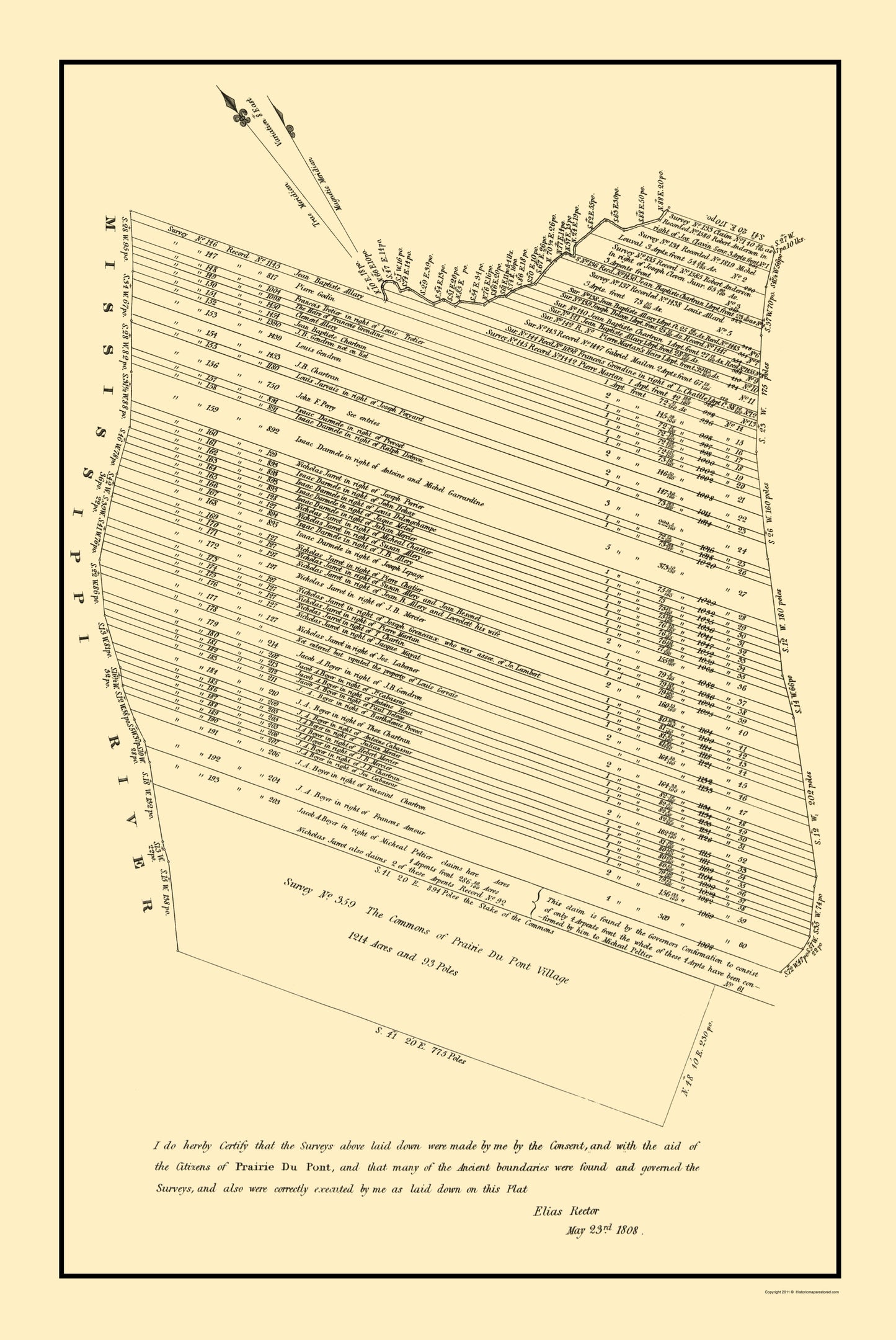 Historic City Map - Prairie Du Pont Illinois  - Rector 1808 - 23 x 34.38 - Vintage Wall Art