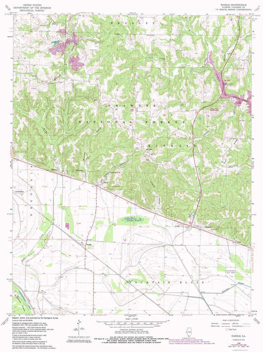 Topographical Map - Raddle Illinois Quad - USGS 1968 - 23 x 30.72 - Vintage Wall Art