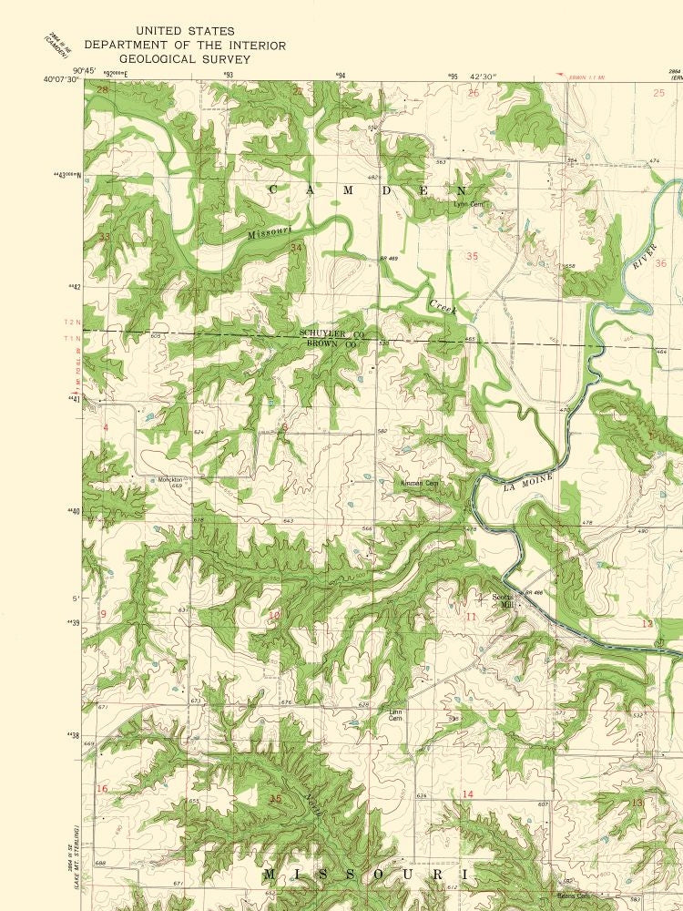 Topographical Map - Ripley Illinois Quad - USGS 1981 - 23 x 30.67 - Vintage Wall Art