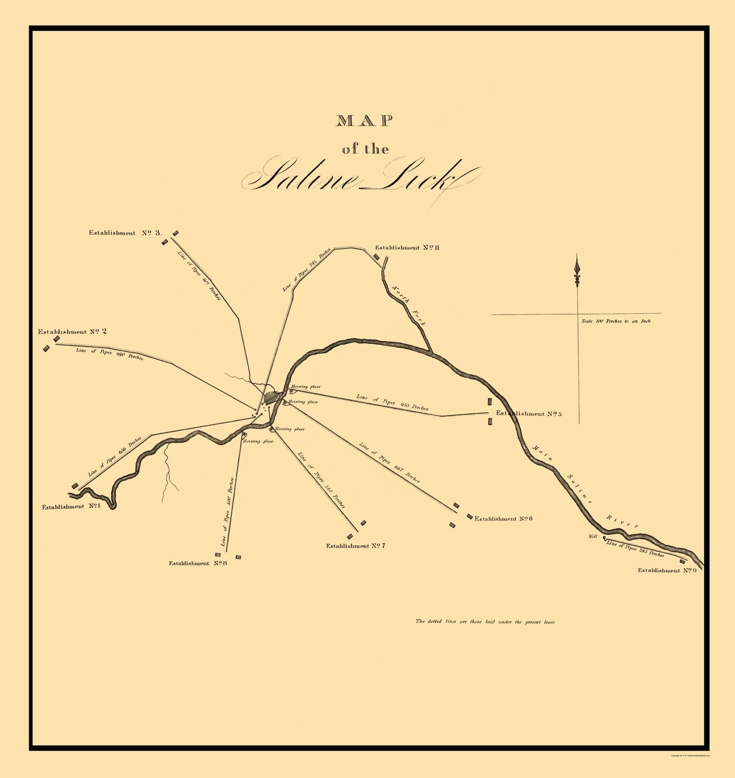 Historic City Map - Saline Lick Illinois - Gayle 1834 - 23 x 24.33 - Vintage Wall Art